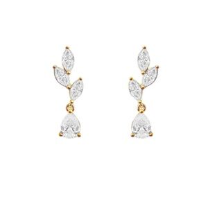 CZ Leaf Drop Earrings